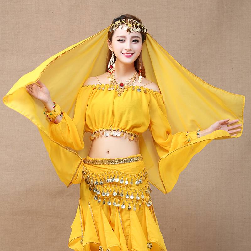 Van Sasa Mei Yiyi Metal Jewelry Indian Dance Ear Circle Necklace 2 sets of belly dance accessories veil headdress