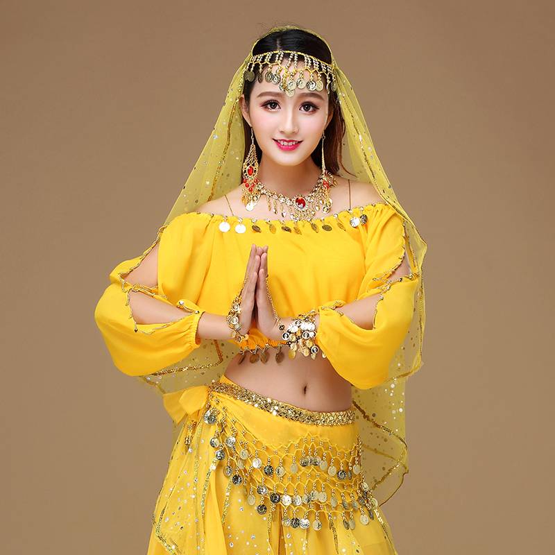 Van Sasa Mei Yiyi Metal Jewelry Indian Dance Ear Circle Necklace 2 sets of belly dance accessories veil headdress