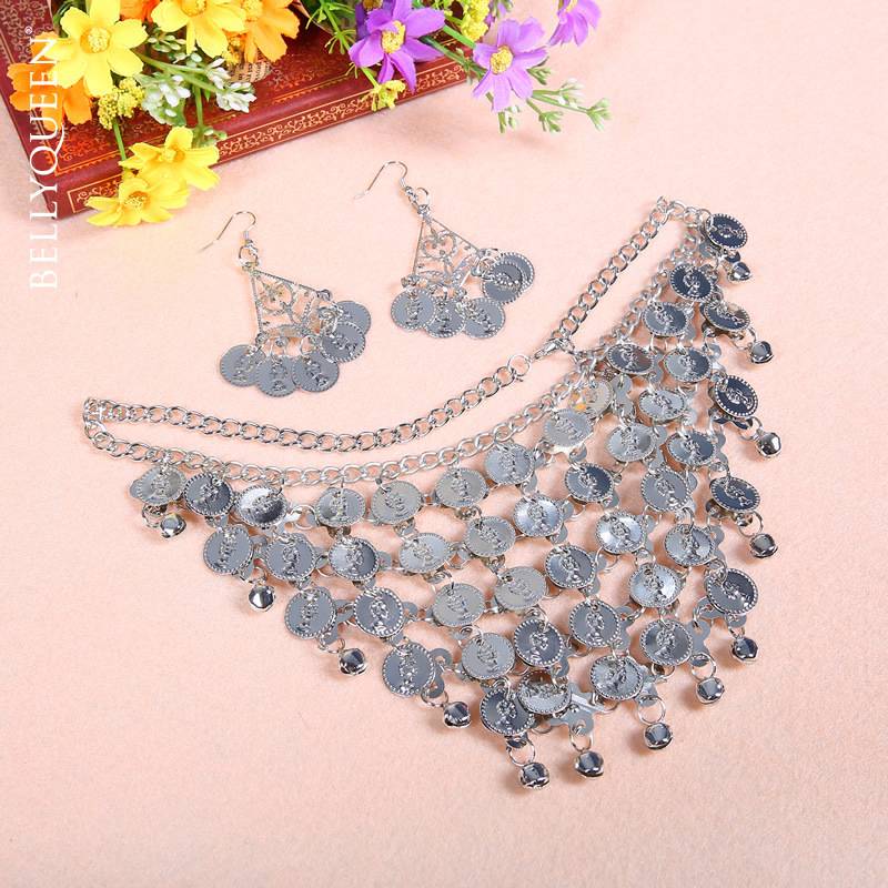Belly dance jewelry jewelry Indian dance performance accessories hand ornaments bracelet all -in -one bracelet necklace ears