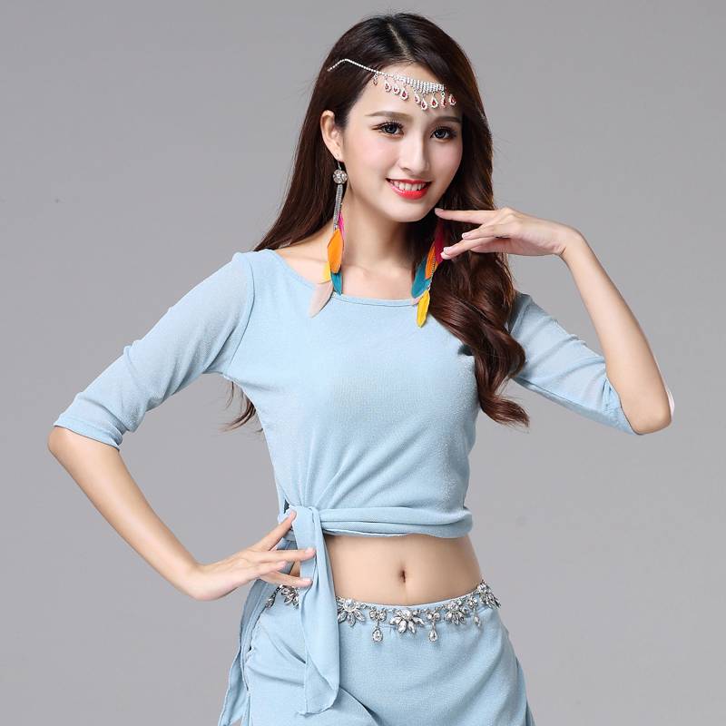 Belly Dance Performance Clothing 2024 Spring and Summer Dance Net Mulberry Short -sleeved Top Sexy Large -size Yoga Clothing Classics
