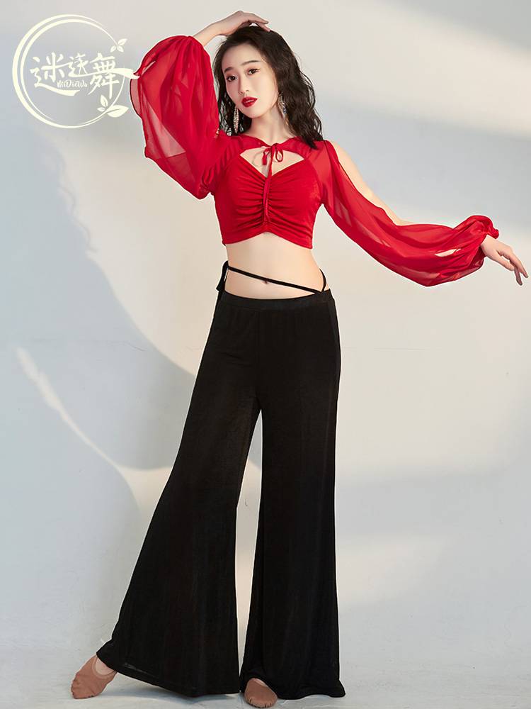 Belly dance practice suit set spring and summer new trousers practice female Oriental dance first scholar dance clothing performance clothing
