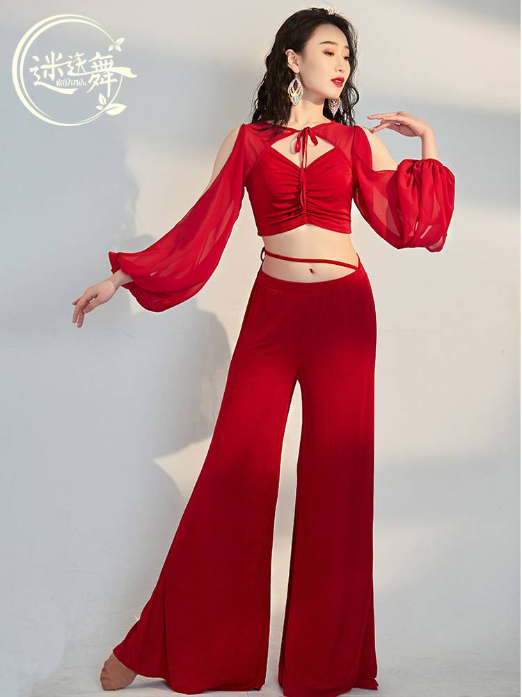 Belly dance practice suit set spring and summer new trousers practice female Oriental dance first scholar dance clothing performance clothing