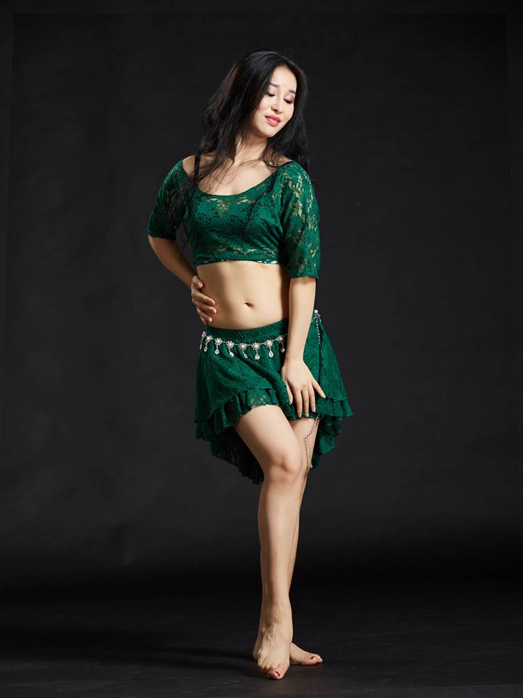 Dancer Belly Dance Practice Services 2024 New Lace Belly Dance Clothing Dance Belly Dance Practice Autumn and Winter Skirt Set