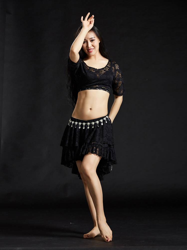 Dancer Belly Dance Practice Services 2024 New Lace Belly Dance Clothing Dance Belly Dance Practice Autumn and Winter Skirt Set