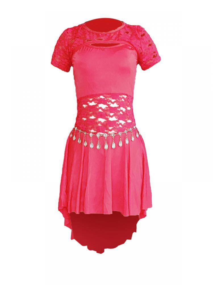 2024 summer new belly dance exercise dressing tided stitching lace dress show back stage performance clothing