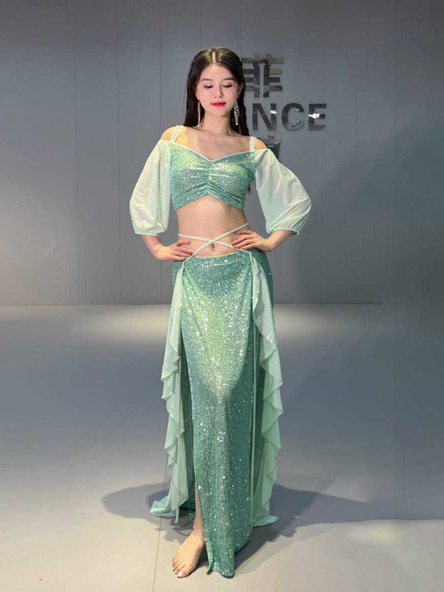 Dancer original design belly dance clothing Mermaid Mermaid Autumn and Winter Garma Practice Class Clothing 5039