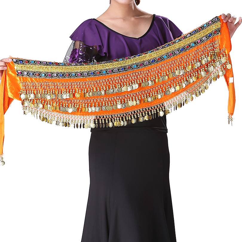Indian dance watch performance lumbar scarf belly dance waist chain hip scarf new beginner belt ultra -heavy loud dual diamond waist seal