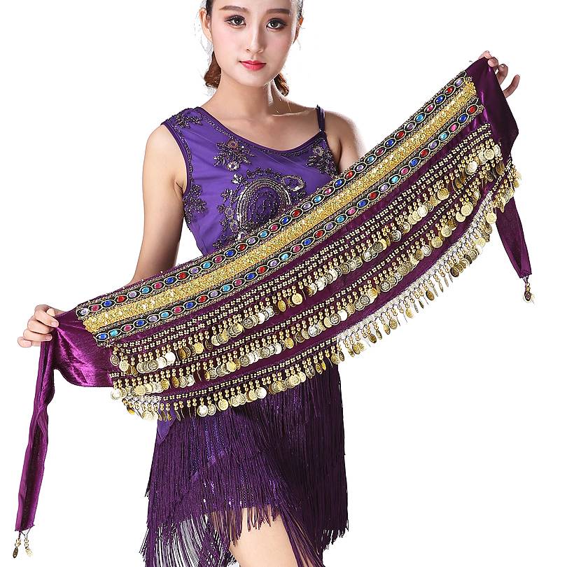 Indian dance watch performance lumbar scarf belly dance waist chain hip scarf new beginner belt ultra -heavy loud dual diamond waist seal