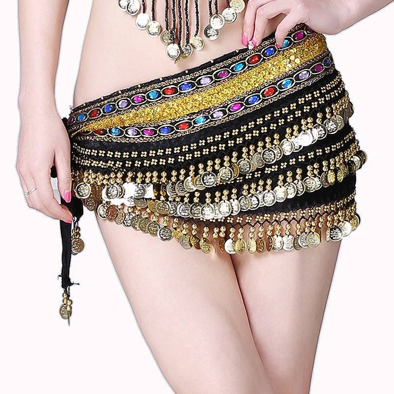Indian dance watch performance lumbar scarf belly dance waist chain hip scarf new beginner belt ultra -heavy loud dual diamond waist seal