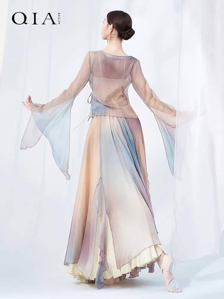 The new classical dance yarn girl gradient color, elegant Han Tang dance practice service Chinese dance show show suit