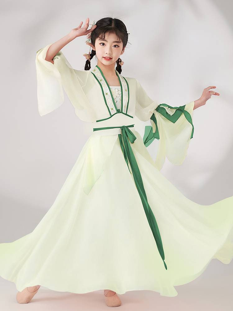 Children's dance clothing classical dance elegant gauze Chinese style practice fan dance body rhyme girl super immortal performance service