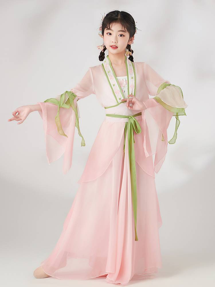 Children's dance clothing classical dance elegant gauze Chinese style practice fan dance body rhyme girl super immortal performance service