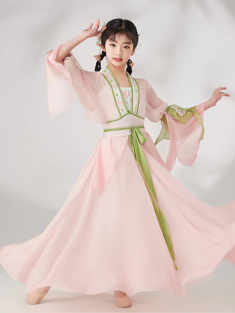 Children's dance clothing classical dance elegant gauze Chinese style practice fan dance body rhyme girl super immortal performance service
