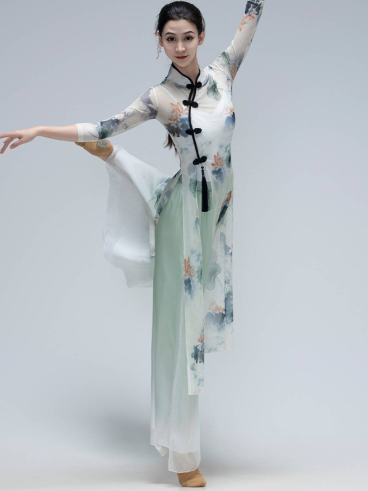 Classical dance clothing female elegant elastic body rhyme gauze Chinese dance exercise body cheongsam dance service