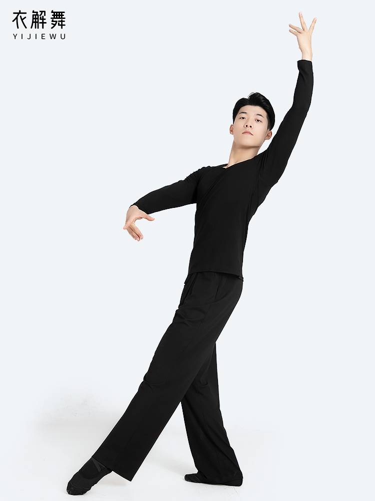 Dance clothes practice men's adult classical modern V -neck dance top teacher Modal student body clothes long sleeves