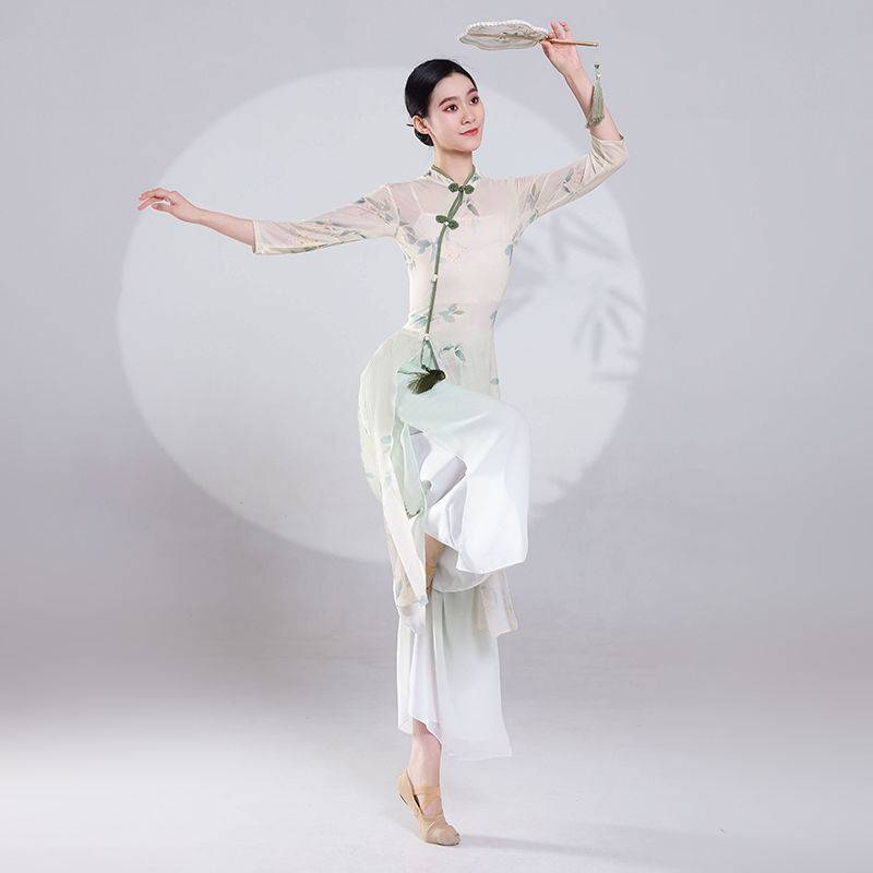 Classical dance clothing female elegant practice service, body rhyme, gum Chinese dance ancient style cheongsam dance clothing performance service