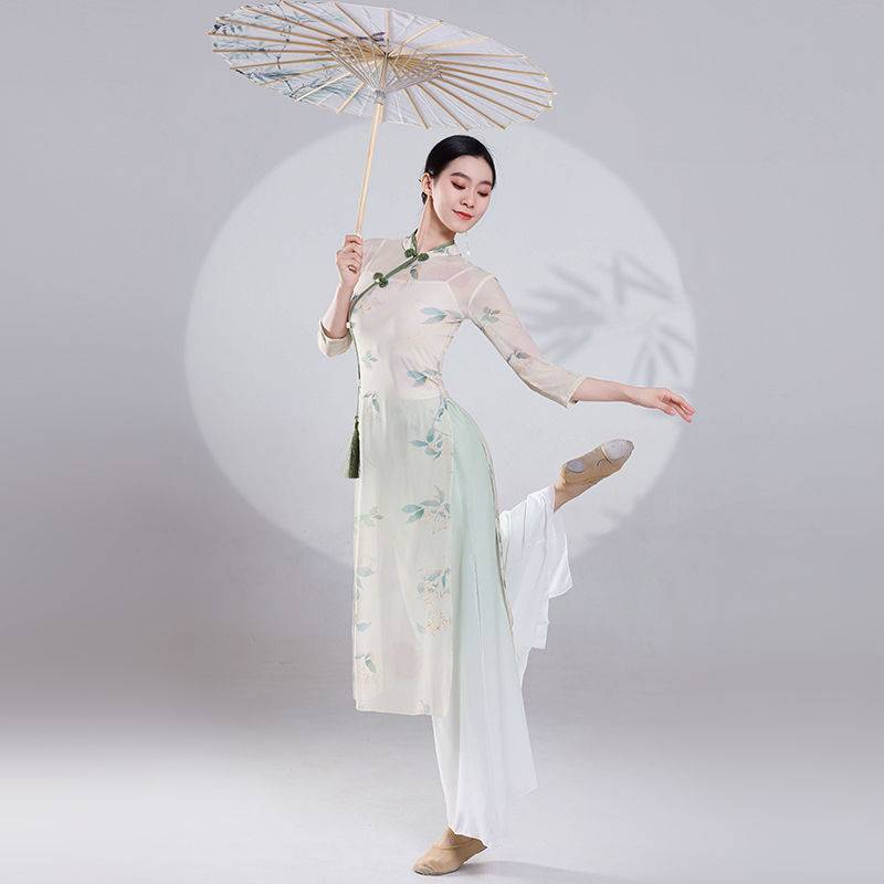 Classical dance clothing female elegant practice service, body rhyme, gum Chinese dance ancient style cheongsam dance clothing performance service