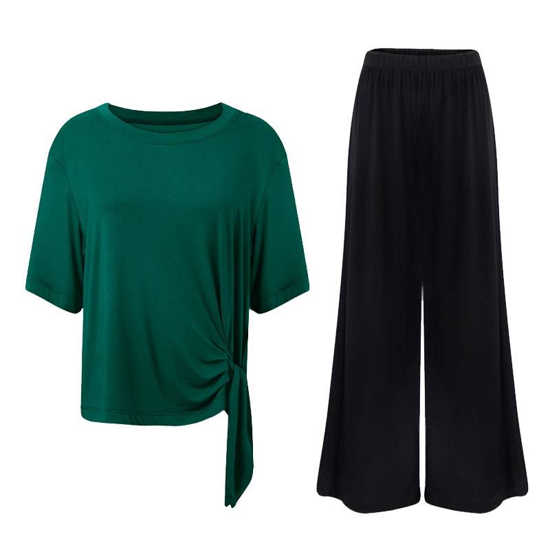 Dance clothing female autumn and winter -shaped physical clothes classical dance clothing loose black top wide -leg pants training x exercise dance pants