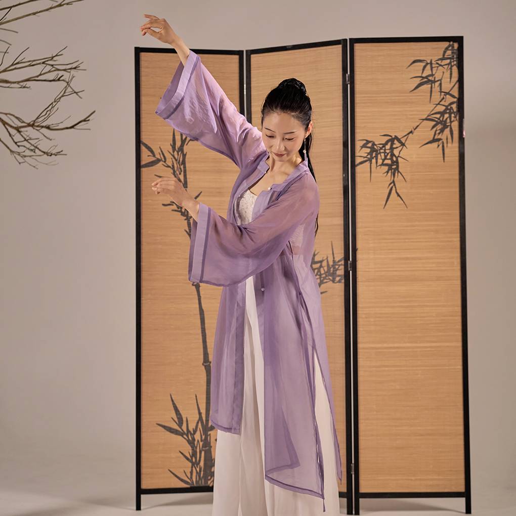 Fan Mo Qianqiu's new light ancient style new Chinese -style square collar cardigan pair Chinese dance gauze jacket