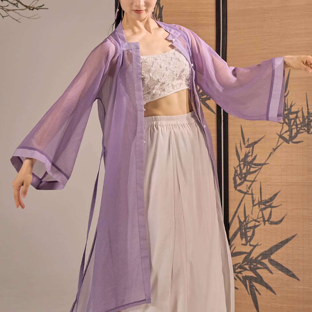 Fan Mo Qianqiu's new light ancient style new Chinese -style square collar cardigan pair Chinese dance gauze jacket