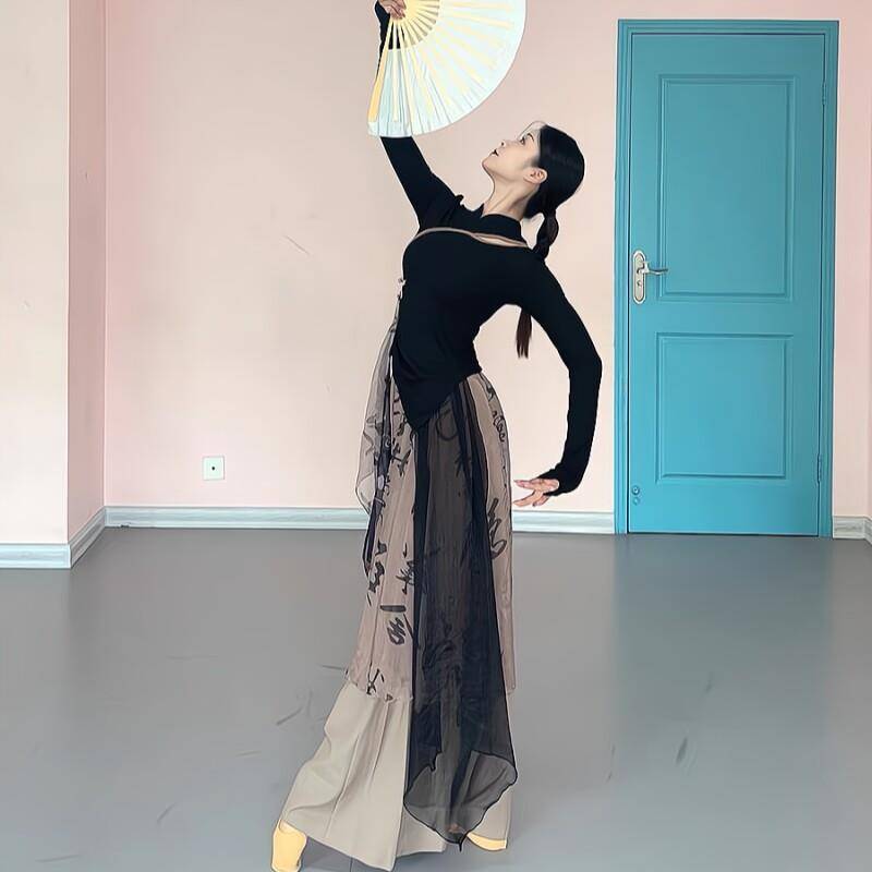 Chinese dance classical dance clothing elegant calligraphy dance pants Chinese style modern national practice service performance clothing