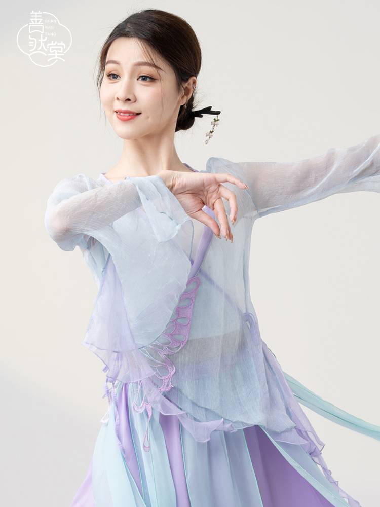 Shan Rantang butterfly gauze classical dance clothing performance clothing elegant female chiffon practice clothes Chinese ancient style top