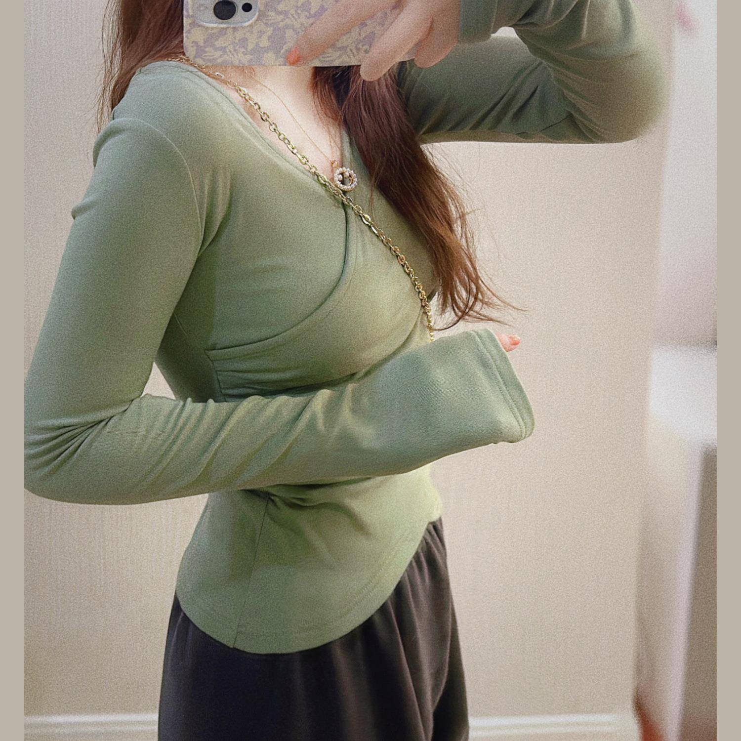 Modern dance service female autumn and winter repair shows thin body practice service long sleeve top Chinese classical dance base training suit