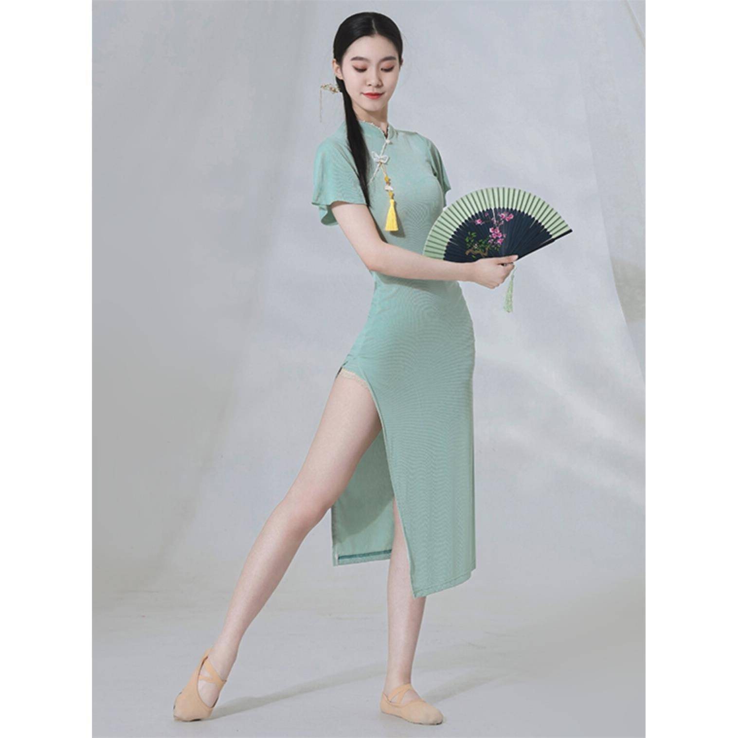 Classical Dance Clothing Cheongsam Dance Dance Chinese Dance Elastic Person Rhyme National Practice Service Performing Costume Women