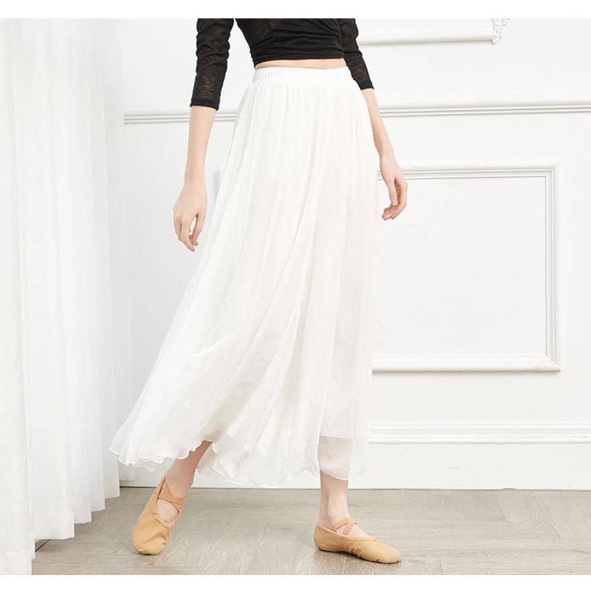 Modern dance exercise pants loose and elegant chiffon wide -leg pants classical dance service Chinese style white fairy dance service