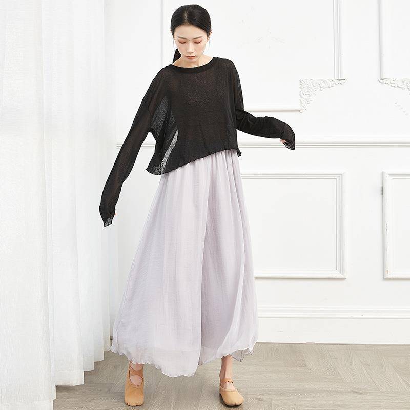 Modern dance exercise pants loose and elegant chiffon wide -leg pants classical dance service Chinese style white fairy dance service