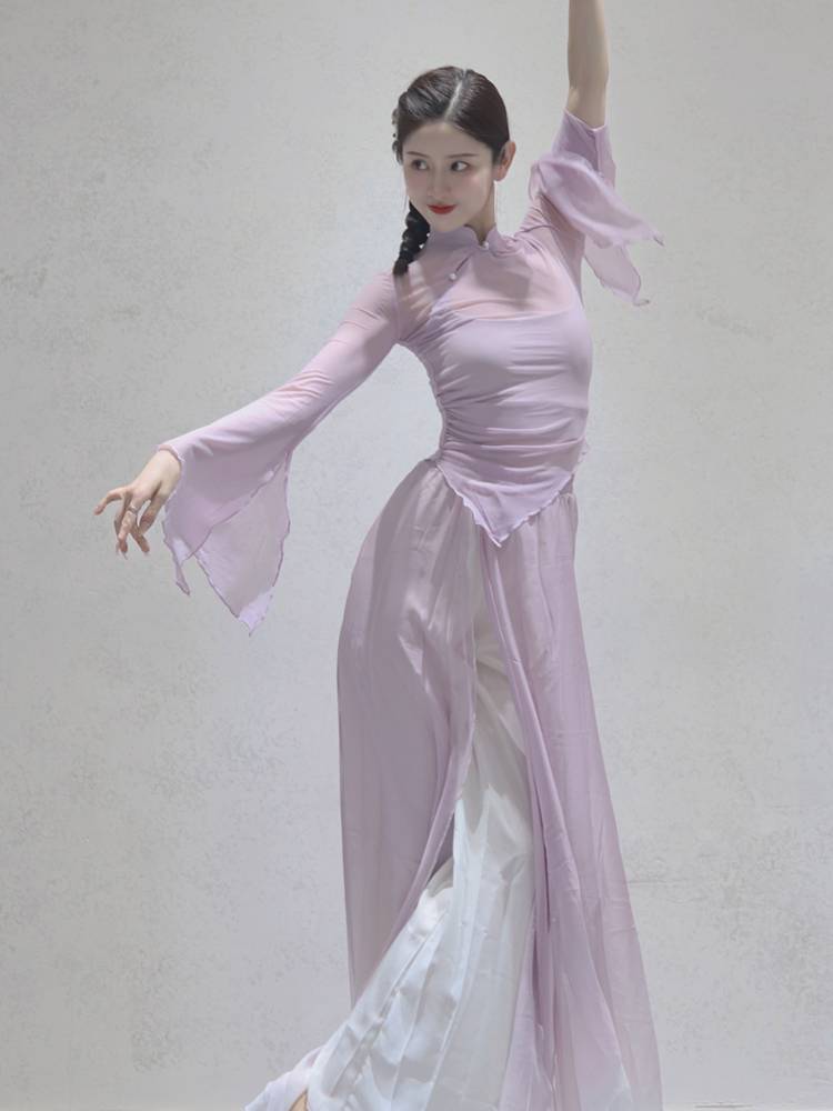 Classical dance clothing female elegant clothing new top gauze dress practice service Chinese dance nation performances Qingtong Qifeng