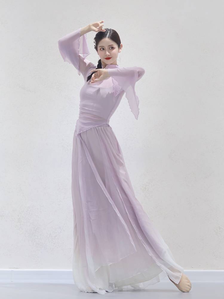 Classical dance clothing female elegant clothing new top gauze dress practice service Chinese dance nation performances Qingtong Qifeng
