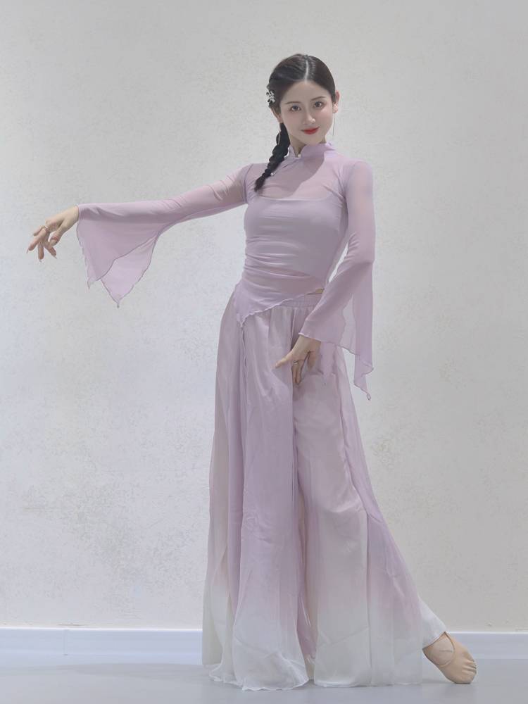 Classical dance clothing female elegant clothing new top gauze dress practice service Chinese dance nation performances Qingtong Qifeng