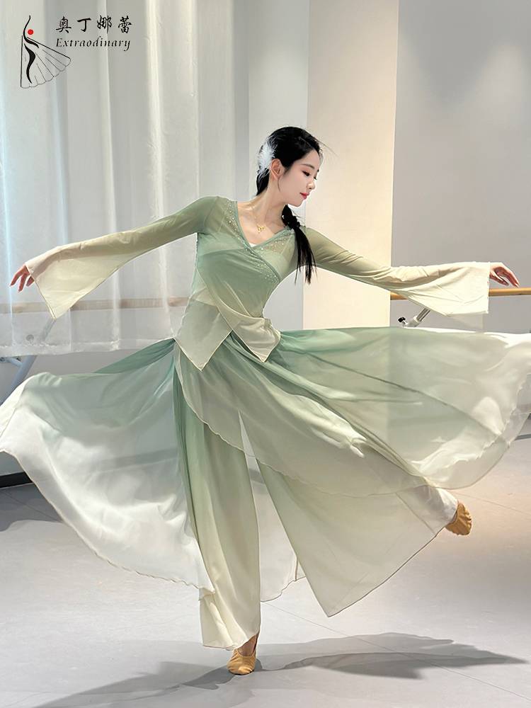Classical dance clothing female elegant yarn fairy Chinese dance exercise suit new Chinese gradient dance skirt
