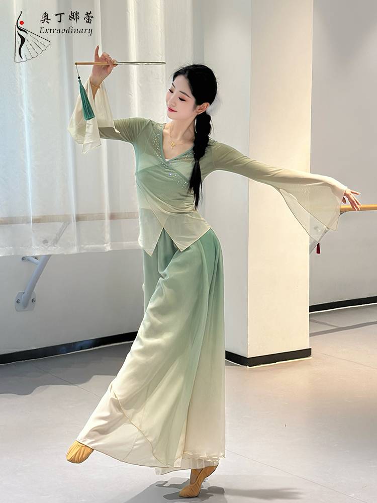 Classical dance clothing female elegant yarn fairy Chinese dance exercise suit new Chinese gradient dance skirt