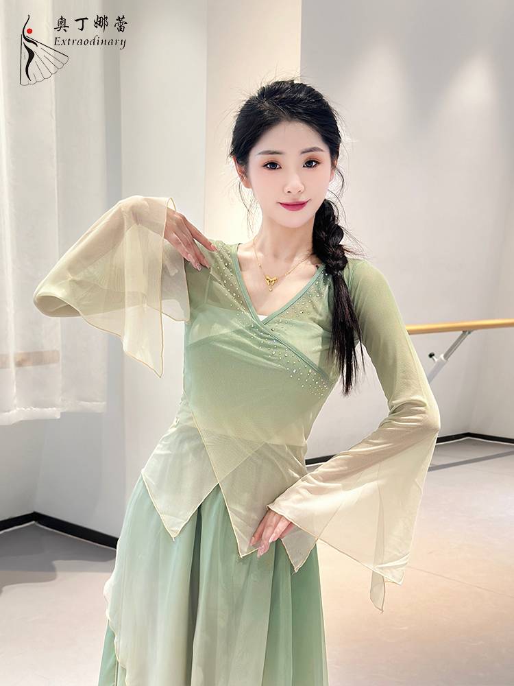 Classical dance clothing female elegant yarn fairy Chinese dance exercise suit new Chinese gradient dance skirt