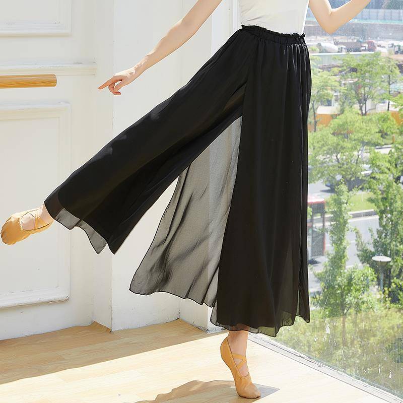 Classical dance pants female loose chiffon skirt pants Chinese style practice uniforms, split elegant fairy, wide -leg pants, son -in -law pants