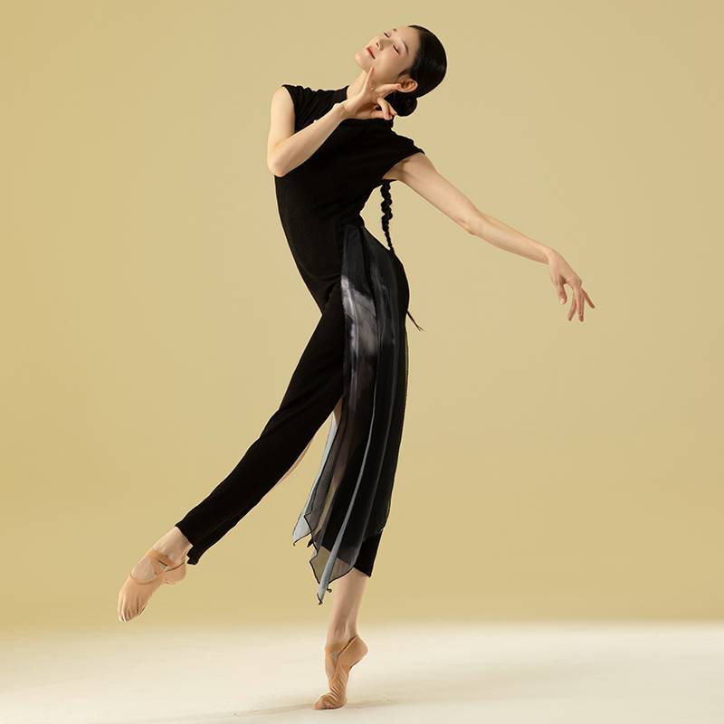 Cheongsam dance service high split black net gauze Chinese dance classical dance performance service elastic practice Y service national wind jump