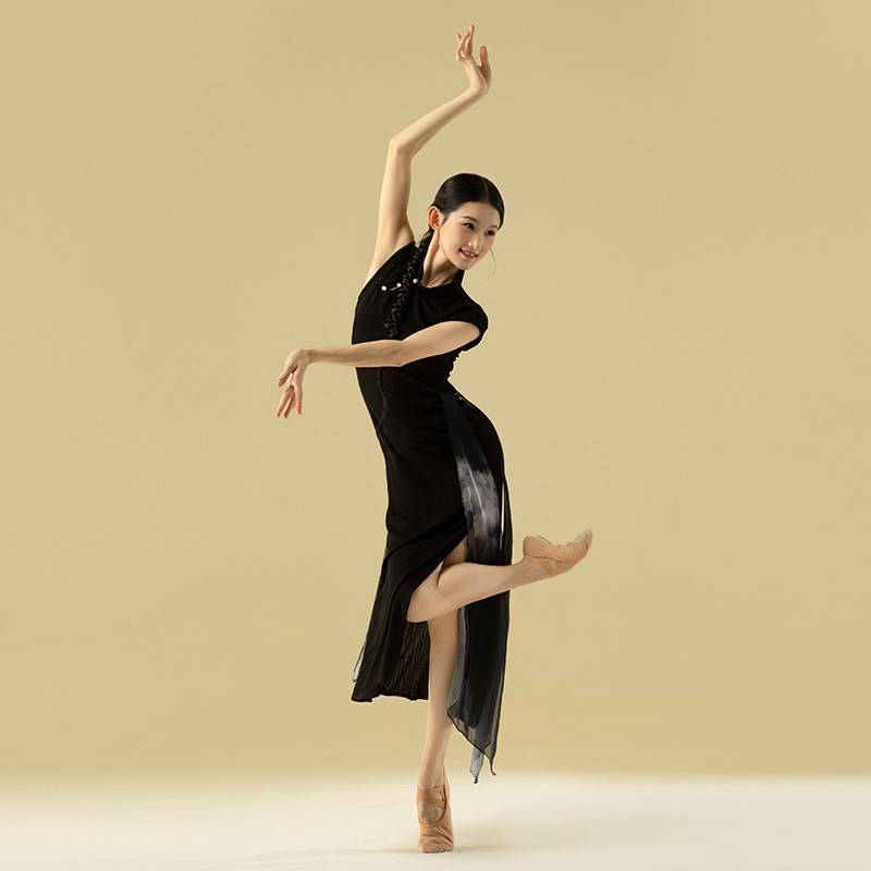 Cheongsam dance service high split black net gauze Chinese dance classical dance performance service elastic practice Y service national wind jump