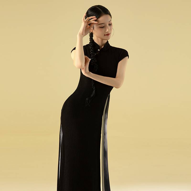 Cheongsam dance service high split black net gauze Chinese dance classical dance performance service elastic practice Y service national wind jump