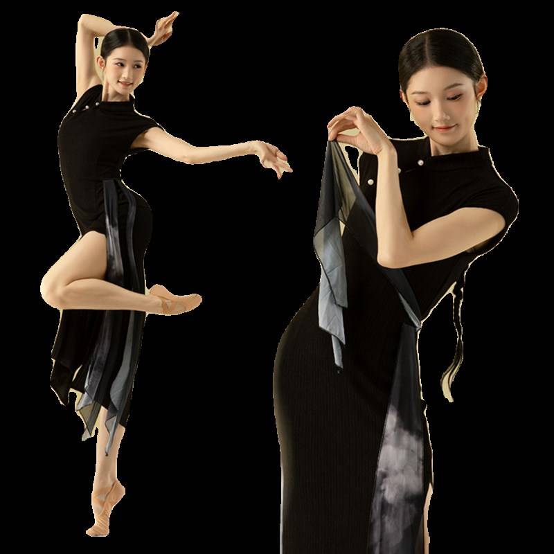 Cheongsam dance service high split black net gauze Chinese dance classical dance performance service elastic practice Y service national wind jump