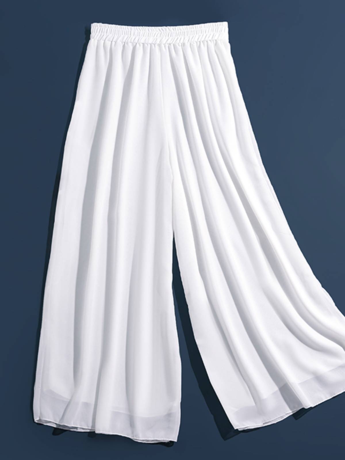 Classical dance elegant double -layer vertical large swing wide -leg pants dance pants female loose white chiffon wild skirt