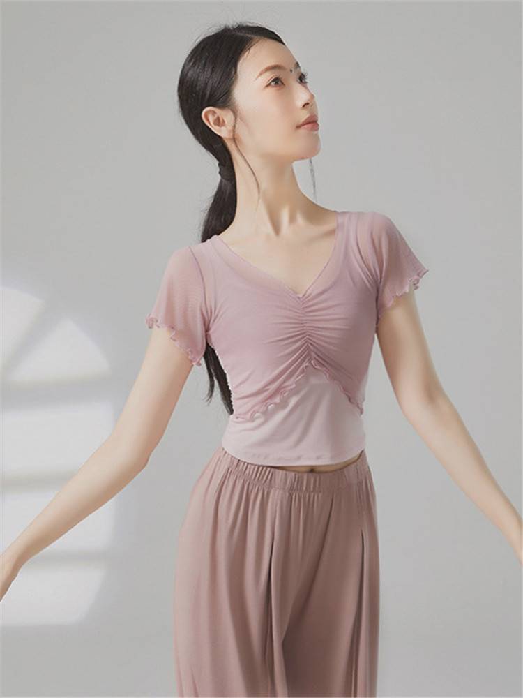 2024 new Xiaofei Sleeve Chinese Dance Classical Dance Clothing Practice Clothing Gauze Straight Female Summer Short Sleeve