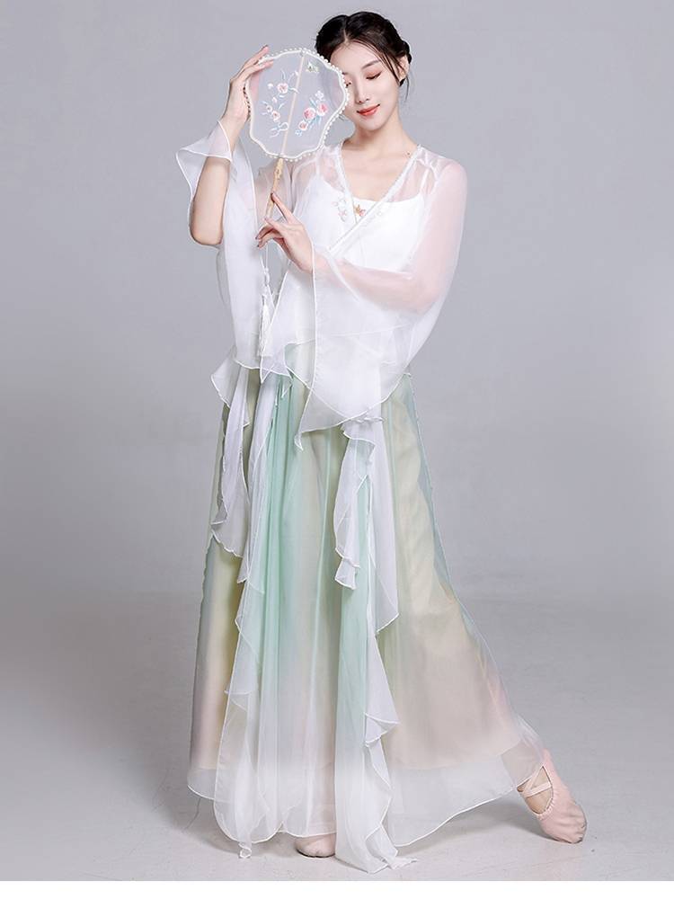 Classical dance clothing female elegant immortal gauze dressing exercise gradient color retro style Chinese dance performance suit suits