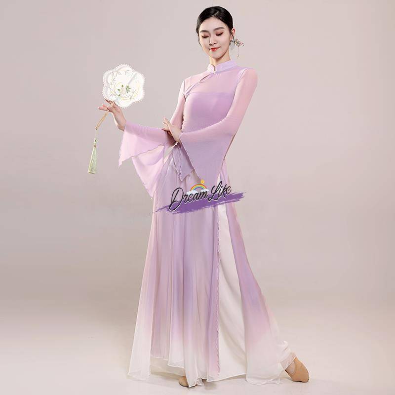 Classical dance clothing new elastic mesh tops, elegant yarn dress, practice clothes Chinese dance nation performance clothing