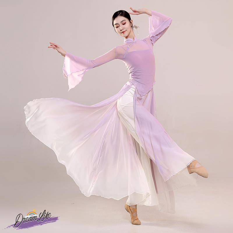 Classical dance clothing new elastic mesh tops, elegant yarn dress, practice clothes Chinese dance nation performance clothing