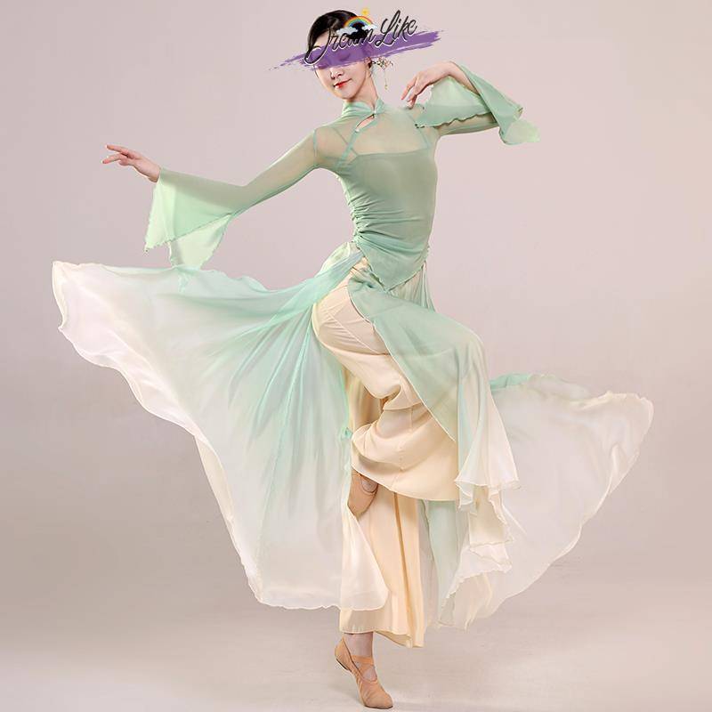 Classical dance clothing new elastic mesh tops, elegant yarn dress, practice clothes Chinese dance nation performance clothing