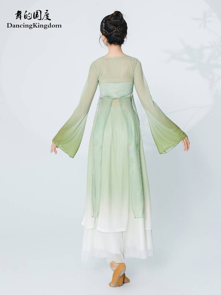 Dance of the national classical skirt dance dance clothes female elegant fairy yarn dress practice clothes ancient style Hanfu performance service spring
