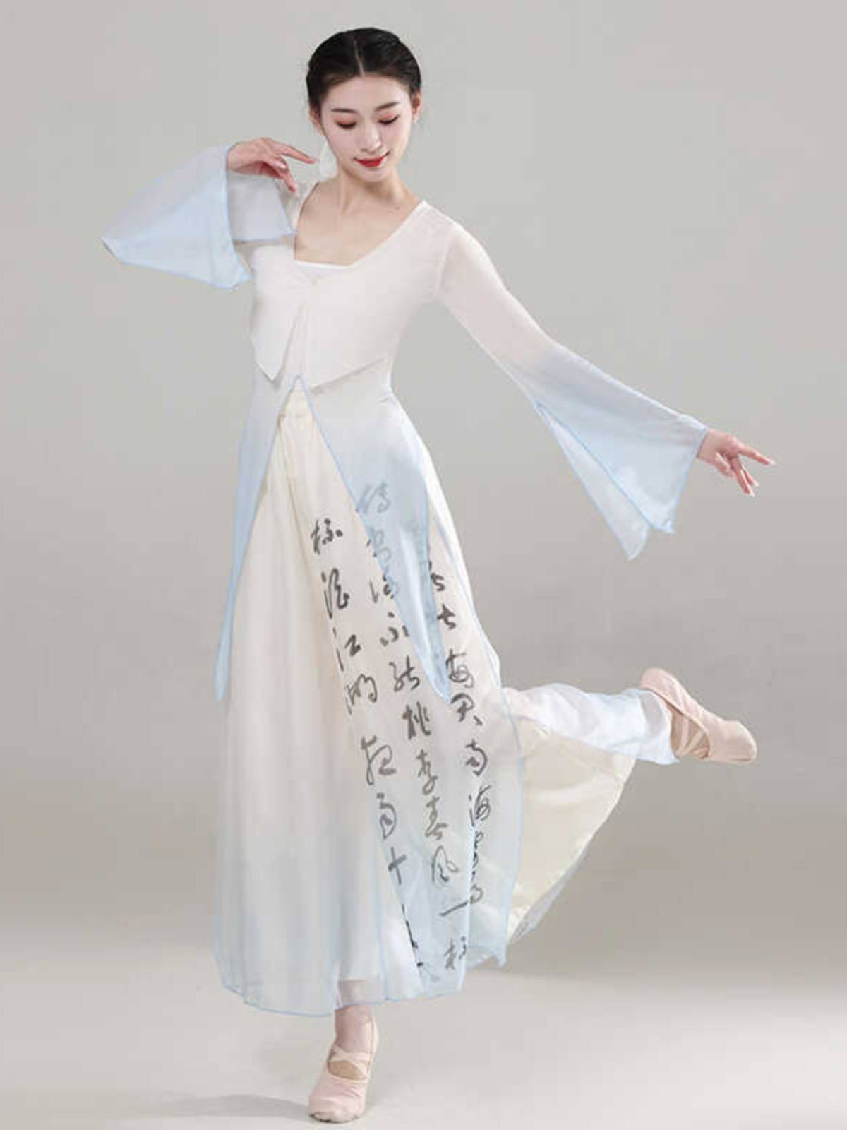 Classical dance clothing female elegant body rhyme, gathers, calligraphy skirts, pants, fairy style ancient style test Chinese dance exercise uniforms
