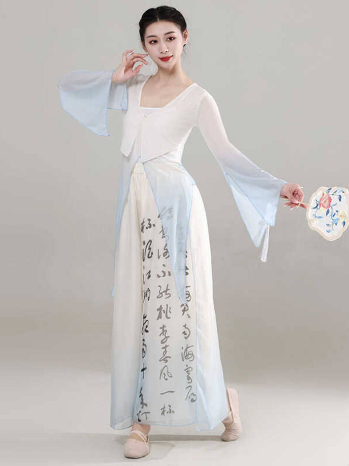 Classical dance clothing female elegant body rhyme, gathers, calligraphy skirts, pants, fairy style ancient style test Chinese dance exercise uniforms